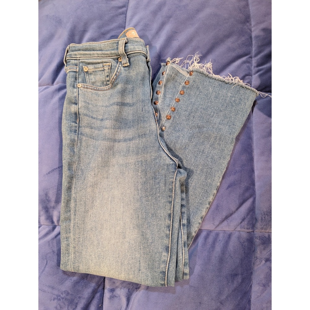7 For All Mankind Luxe Jeans Womens High Waist Slim Kick Studded Hem - Size‎ 28
